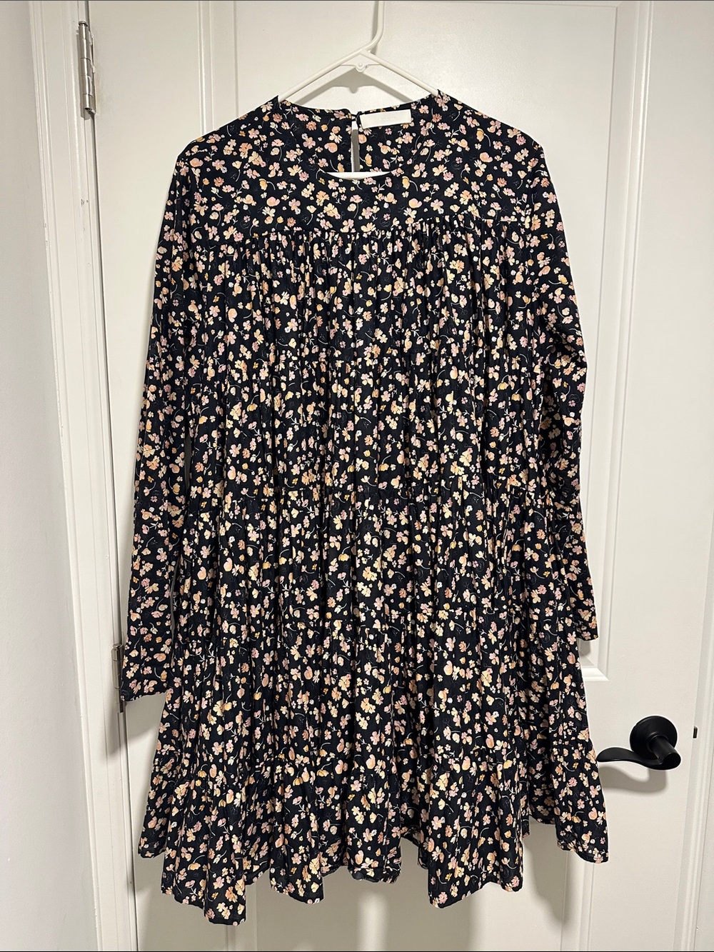 Merlette BlackFloral Long-Sleeve Dress Sz Medium